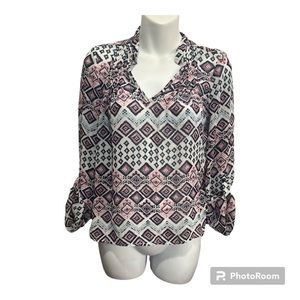 Charlotte Russe Sheer Top.  Size Medium purple, teal and black multi colors